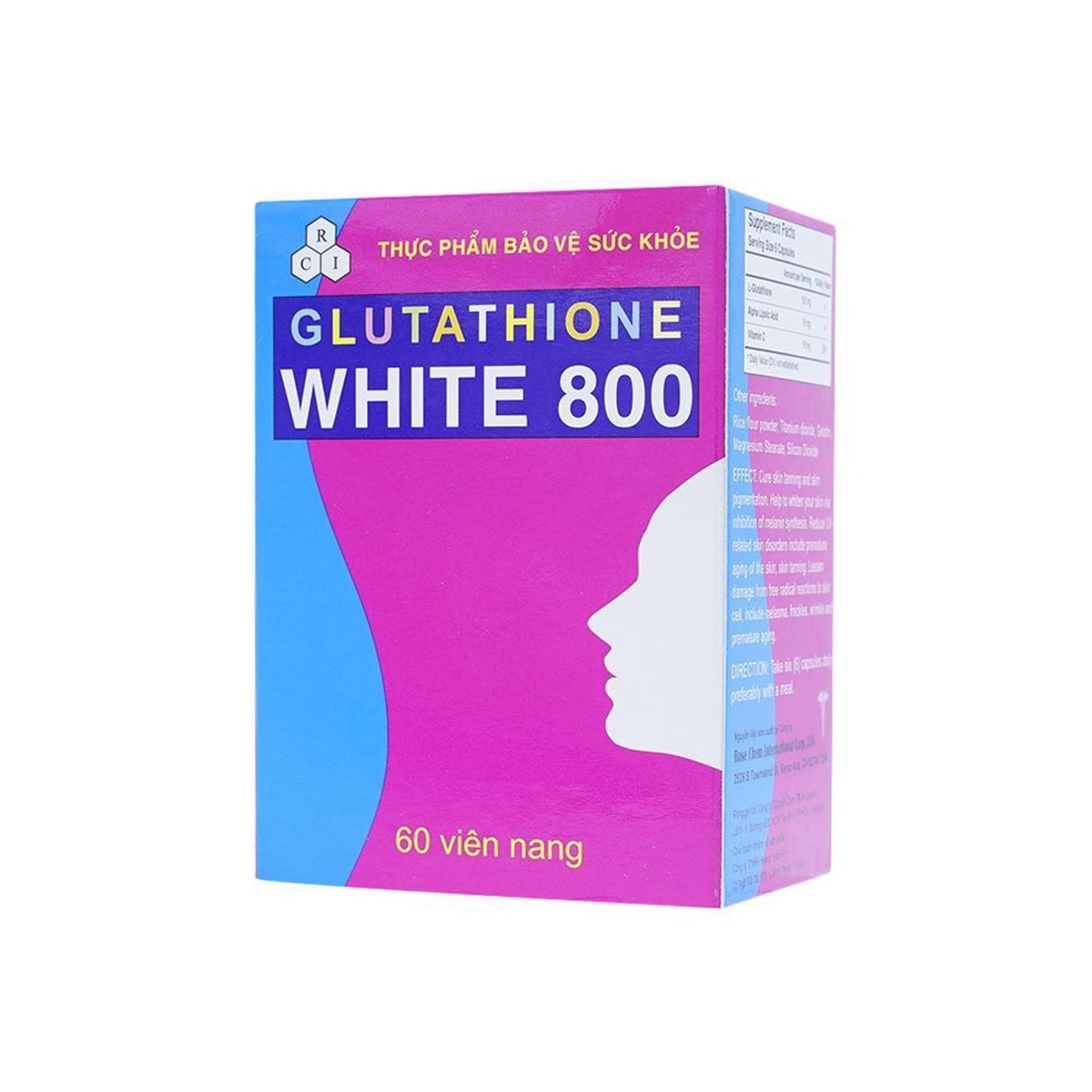 Giảm tàn nhang, làm trắng da glutathione white 800