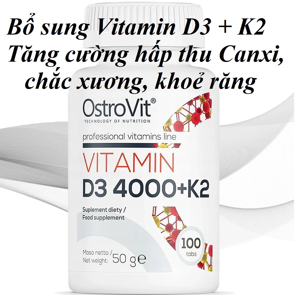 Ostrovit Vitamin D3 4000 + K2 100tablets 90tablets Bổ sung Vitamin D3