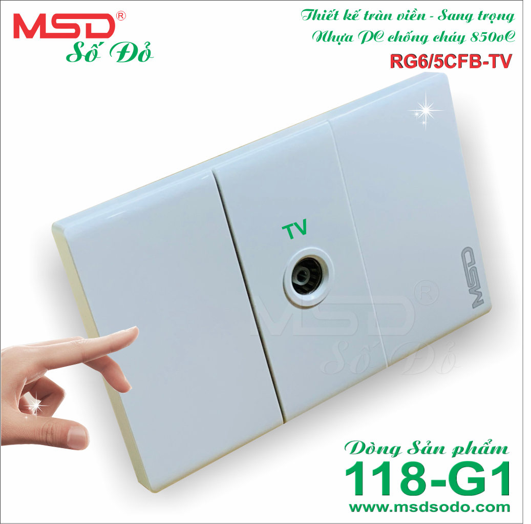 Ổ cắm tv âm tường - rg6/5cfb 75ohm
