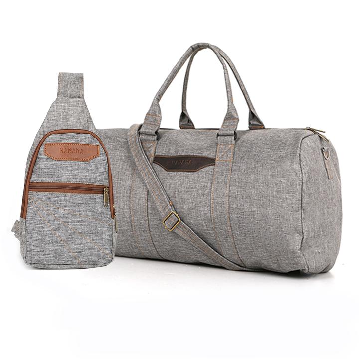 Túi xách du lịch vải canvas cao cấp HANAMA N992 TẶNG túi đeo chéo S20 xám