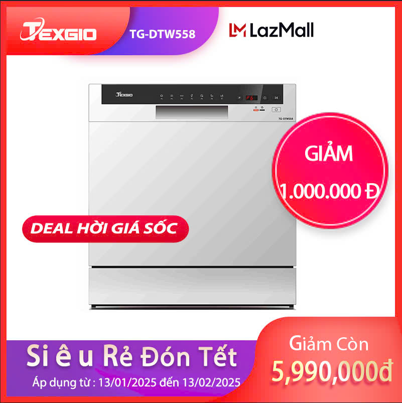 Máy rửa chén texgio tg-dtw558 - 8 bộ