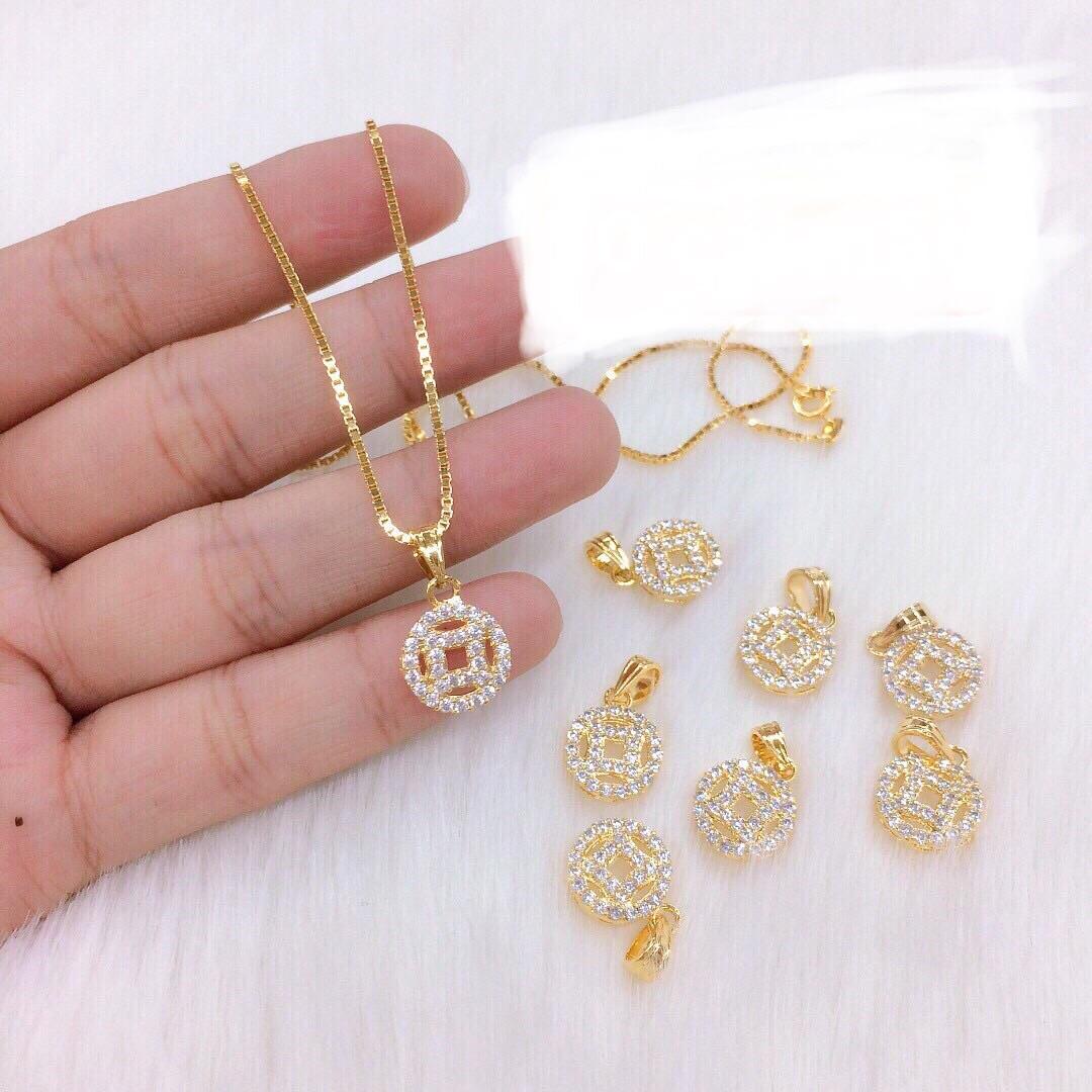 Dây chuyền nữ mặt đồng tiền mạ vàng 18k