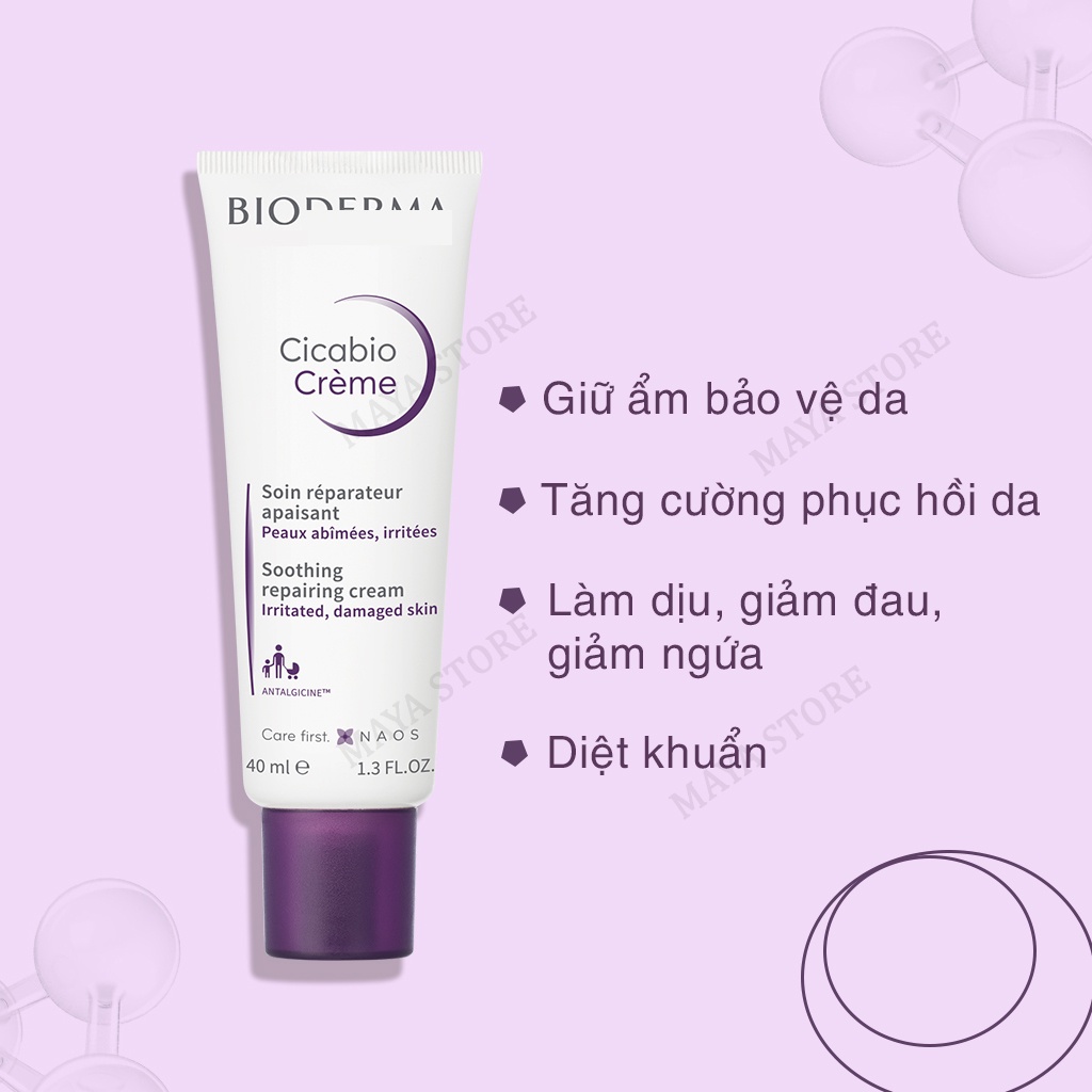 Kem dưỡng Bioderma Cicabio Creme giúp dưỡng ẩm và phục hồi da cực kỳ tốt, chăm sóc da - 40ml