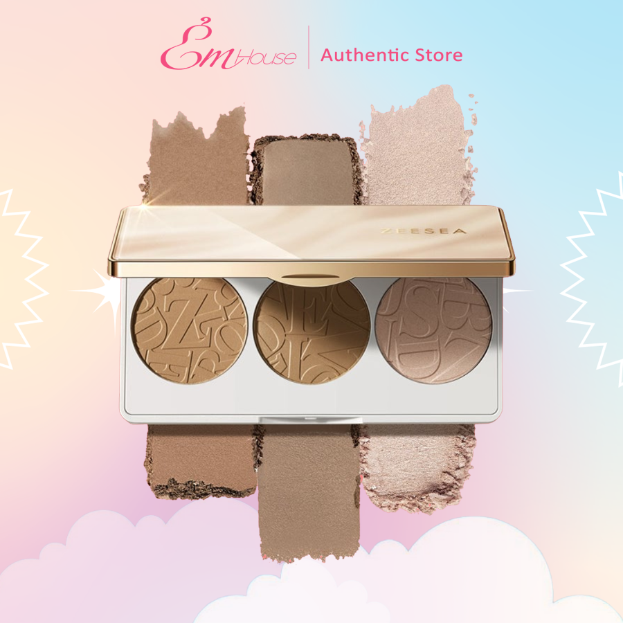 Zeesea Phấn bắt sáng tạo khối 3 ô Tricolor Highlighter Contouring Palette