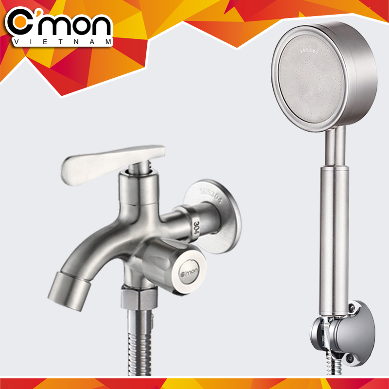 Combo bộ vòi sen siêu tăng áp inox SUS304 C'MON TS-01-304 + Củ sen lạnh C'MON CSL-01