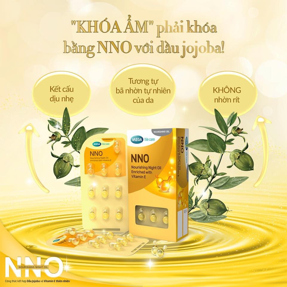 NNO Vàng hộp 30 viên - Serum Dưỡng Trắng Da, Mờ Thâm, Dưỡng Ẩm, Chống Lão Hóa NNO Vitamin E Hộp 30 Viên