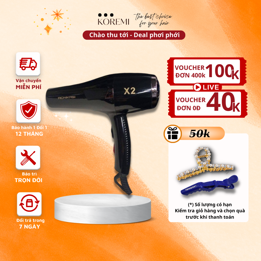 [] Máy Sấy Tóc Nóng Lạnh Công Suất Thực 2500W AONIKASI X2 Chuyên Dùng Cho Salon