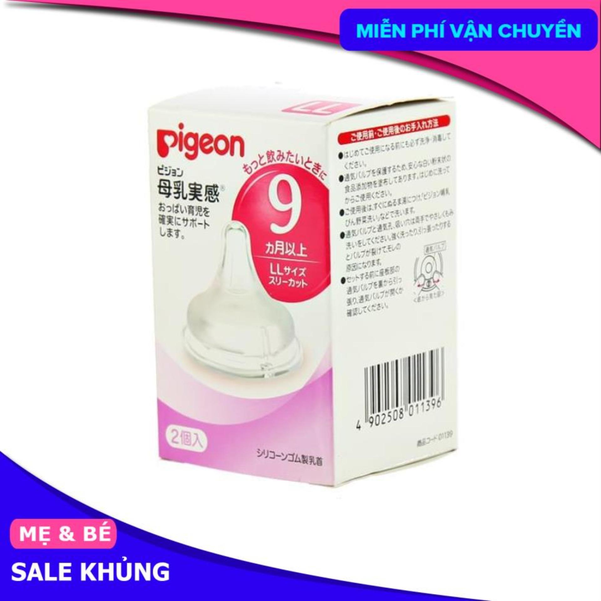 1 Hộp 2 núm ty bình sữa Pigeon Nhật cổ rộng Size LL, 9 th tặng Xịt chống muỗi sả JAVA tự nhiên