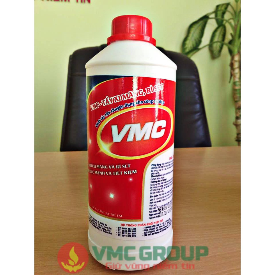 Siêu tẩy bê tông, gỉ sét vmc chai 1 lít đánh bay xi măng bám trên các bề mặt