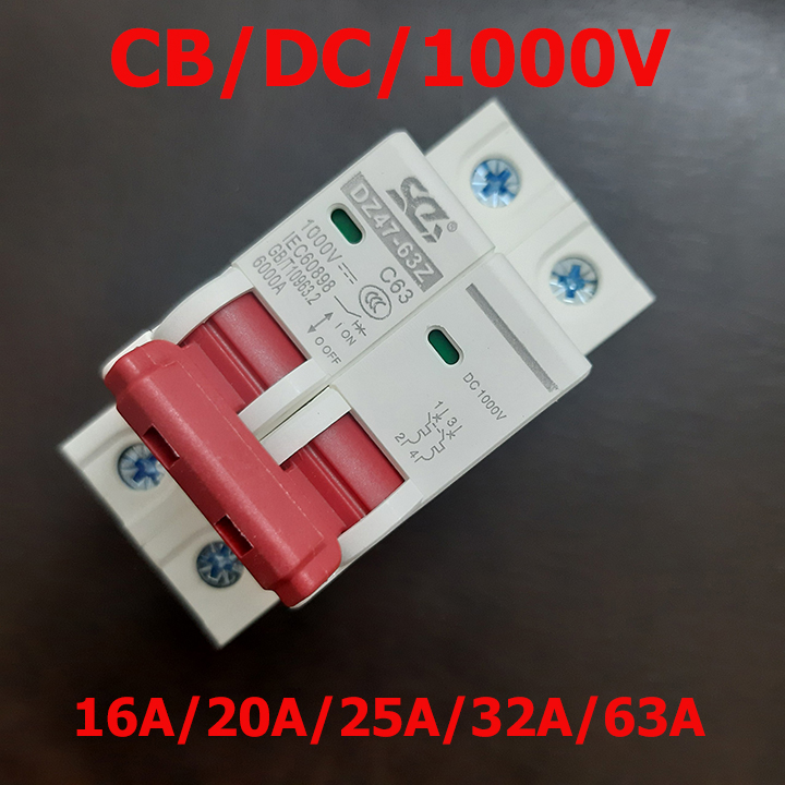 Bộ Át 1 chiều (aptomat SC) CB DC 1000V bảo vệ quá tải cho pin năng lượng mặt trời CB DC 16A/20A/25A/32A/63A SC