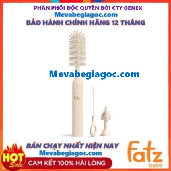 Bộ cọ rửa bình sữa, núm ti silicone 2 trong 1 bằng điện spin 1 fatzbaby fatz fb8002ed mgf
