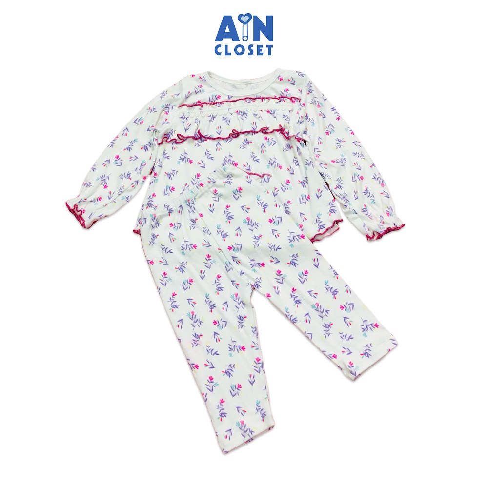 Bộ quần áo dài bé gái họa tiết hoa thanh liễu tím thun gân - aicdbgxqdza7 - ain closet