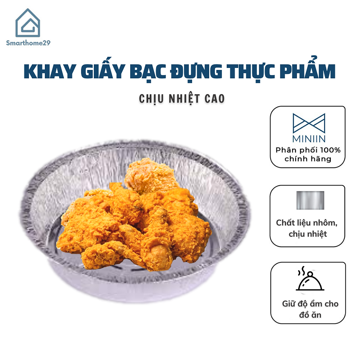 Khay giấy bạc, khay bạc đựng thực phẩm lót nồi chiên không dầu chịu nhiệt cao - hàng loại 1 - chính hãng miniin