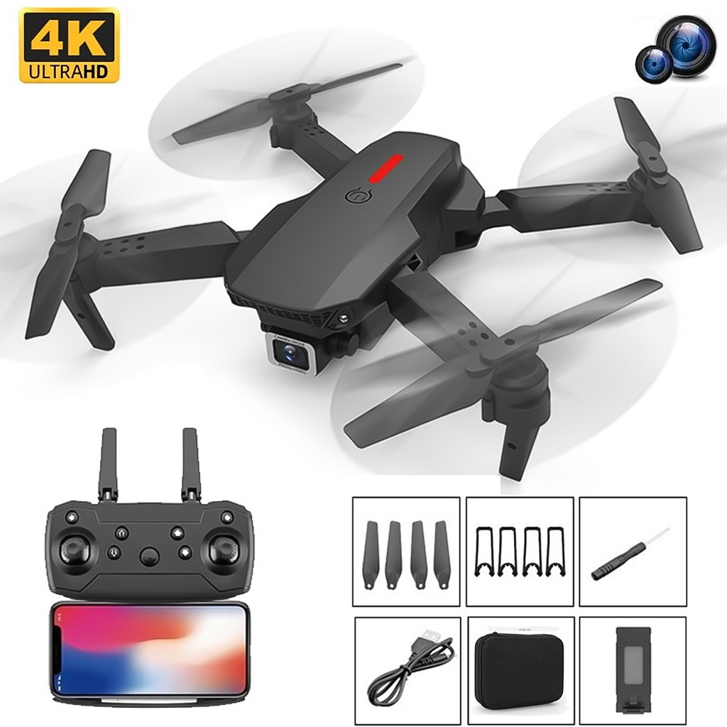 Máy bay flycam e88 camera 4k, drone camera mini, máy bay điều khiển từ xa 4 cánh chất hơn flycam mini e58, p5 pro, p8 pro, v3 pro, q12, v14, ky907, ky906