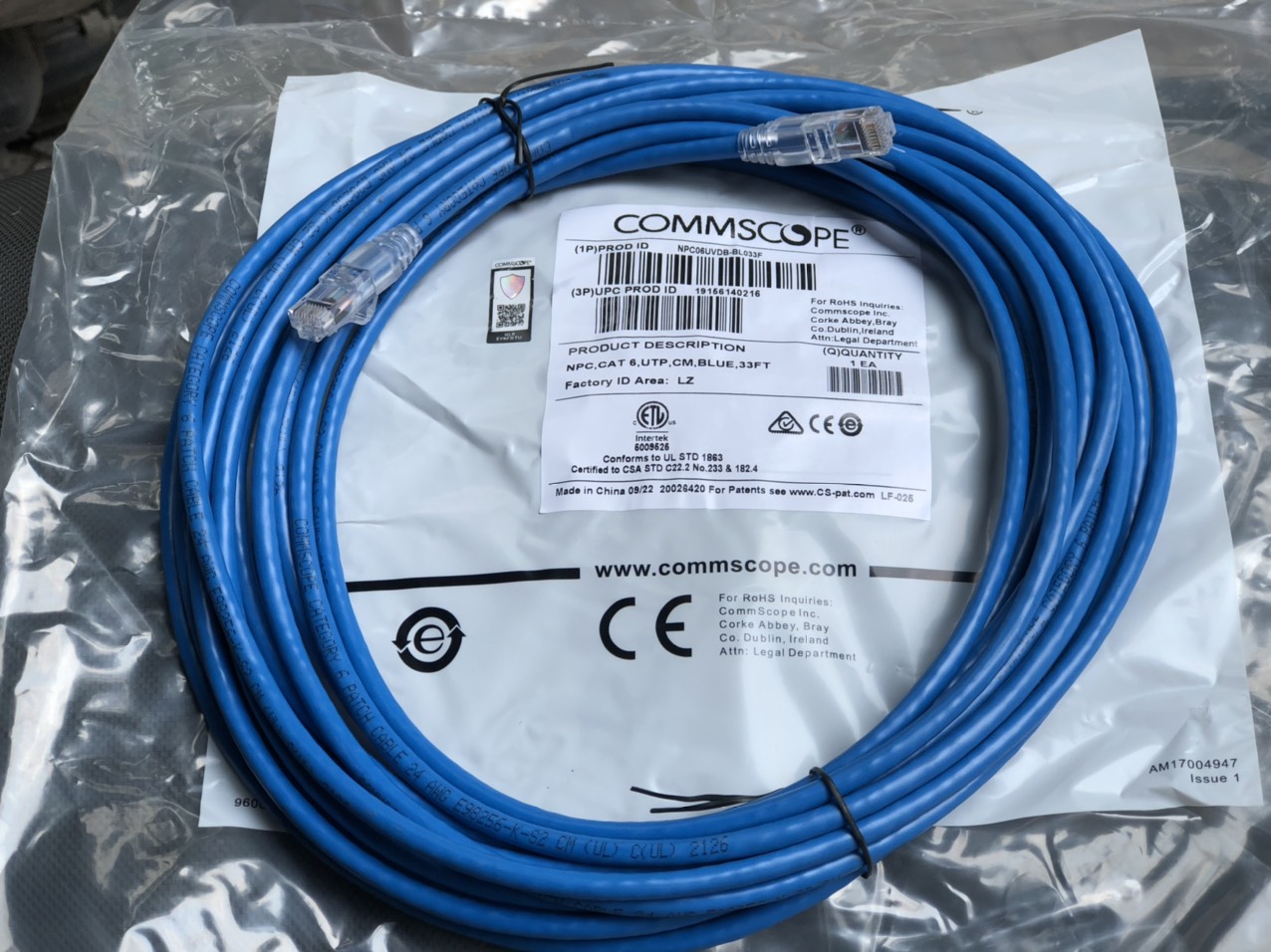 Dây mạng, dây nhảy patch cord cat6 commscope dài 10m, 15m, 20m cao cấp tốc độ 1000mbps