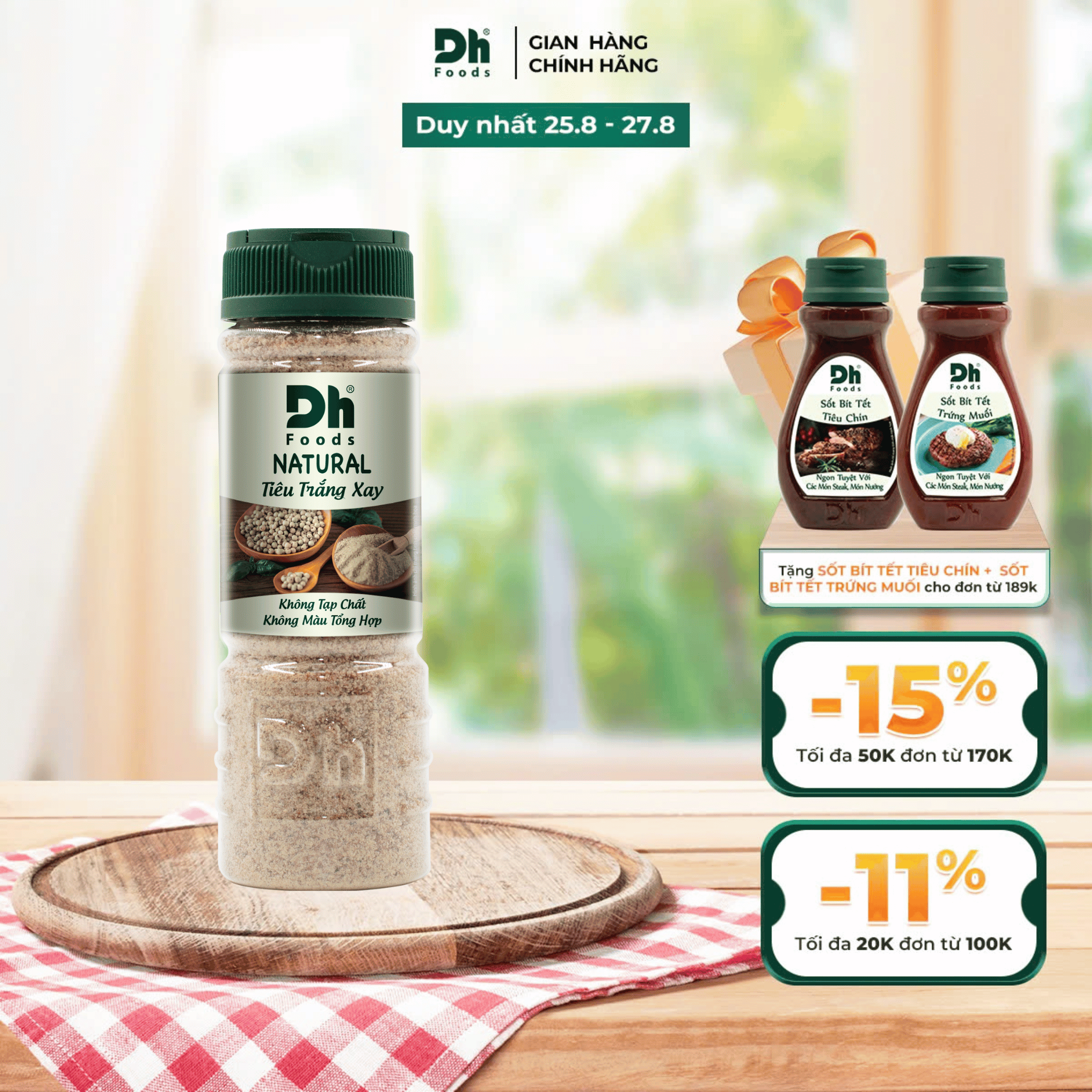 Natural tiêu trắng xay dh foods hũ 45gr