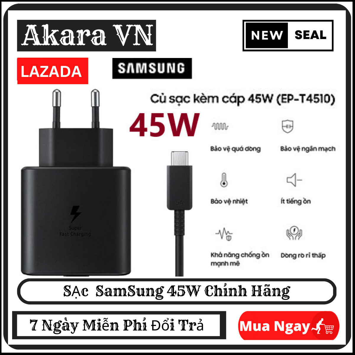 Bộ sạc nhanh samsung 45w , cáp zin 5a 2 đầu type c , hỗ trợ samsung note 10 note 20 a71, a70, a80, a90, s20, s20+, s20 ultra, s21, s22 .