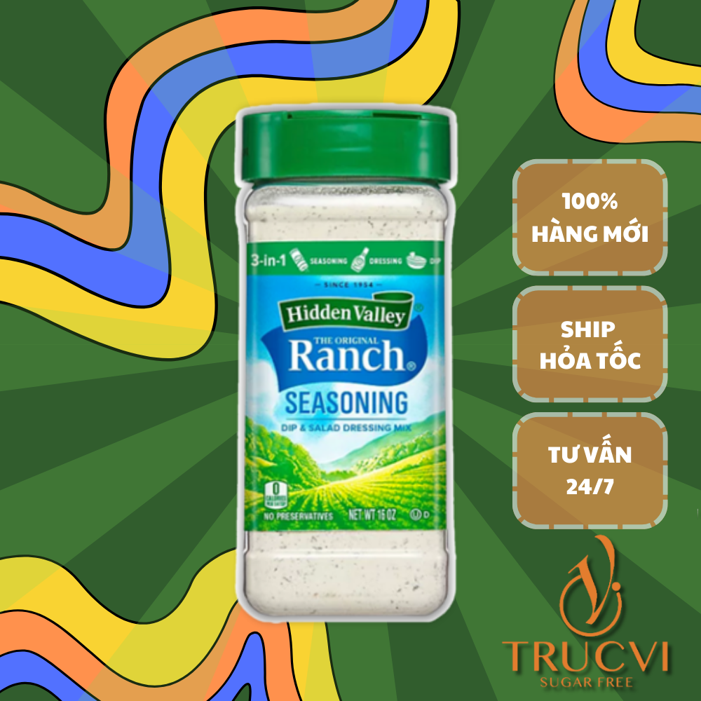 Sốt Hidden Valley the original Ranch seasoning_ sốt salad dạng bột 0 calo