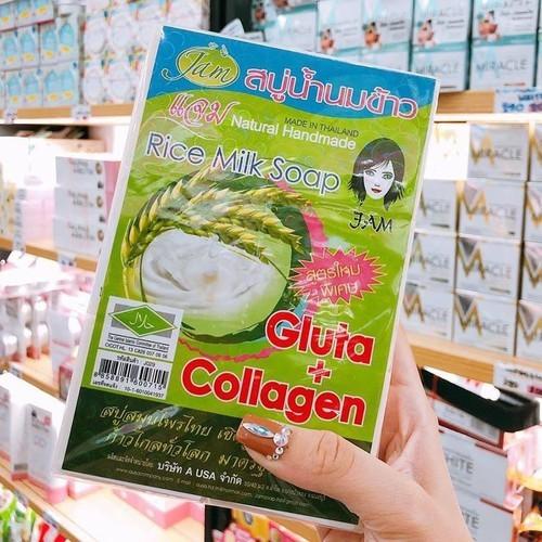 Xà phòng cám gạo thái lan jam rice milk soap bộ 12 bánh