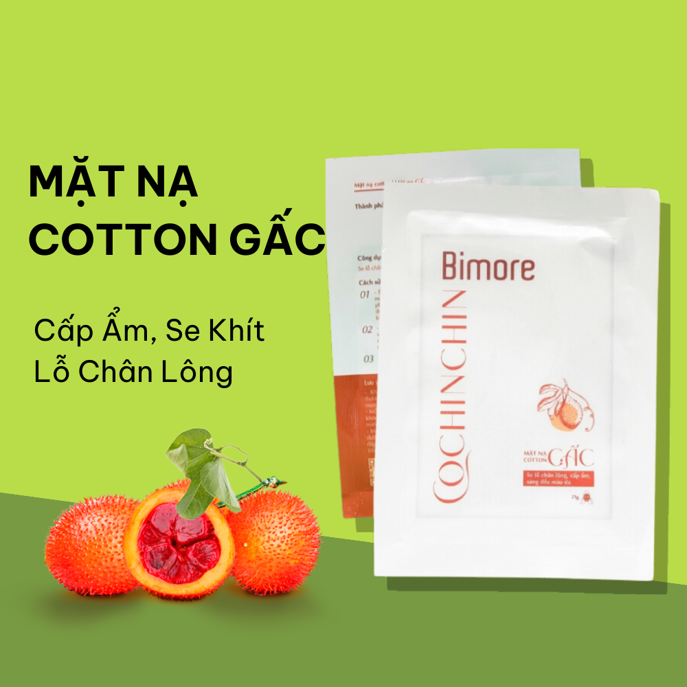 Mặt nạ Cotton Gấc Bimore cấp ẩm sáng da đều màu se khít lỗ chân lông