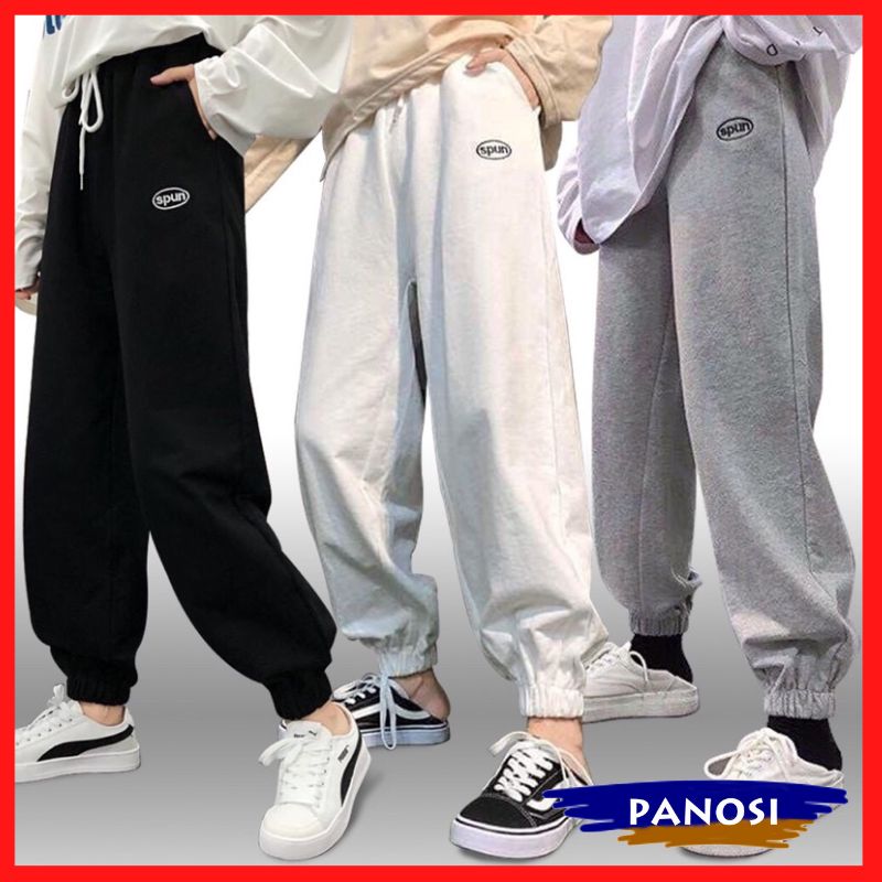 Quần Jogger ống rộng bo chun chất nỉ thêu chữ SPUN phong cách trẻ trung PANOSI - Q662