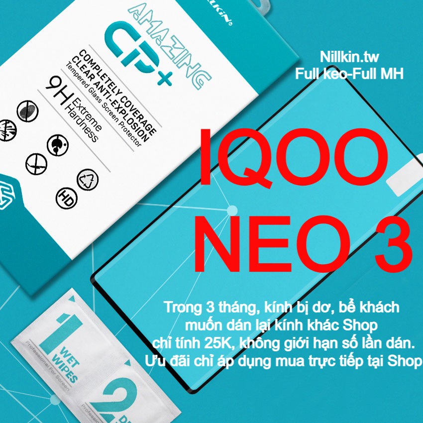 Miếng kính cường lực cho Vivo IQOO Neo 3 Full màn hình hiệu Nillkin.tw (Đen)
