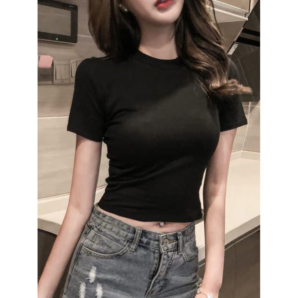 Áo phông crotop ôm body cộc tay