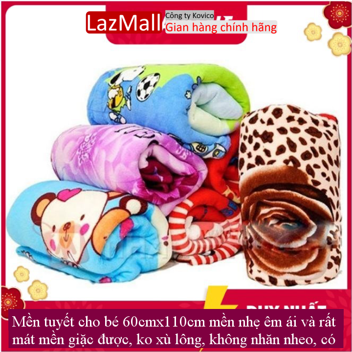 Mền tuyết cho bé 60cmx110cm mền nhẹ êm ái và rất mát mền giặc được, ko xù lông, không nhăn nheo, có rất nhiều hình dễ thương.