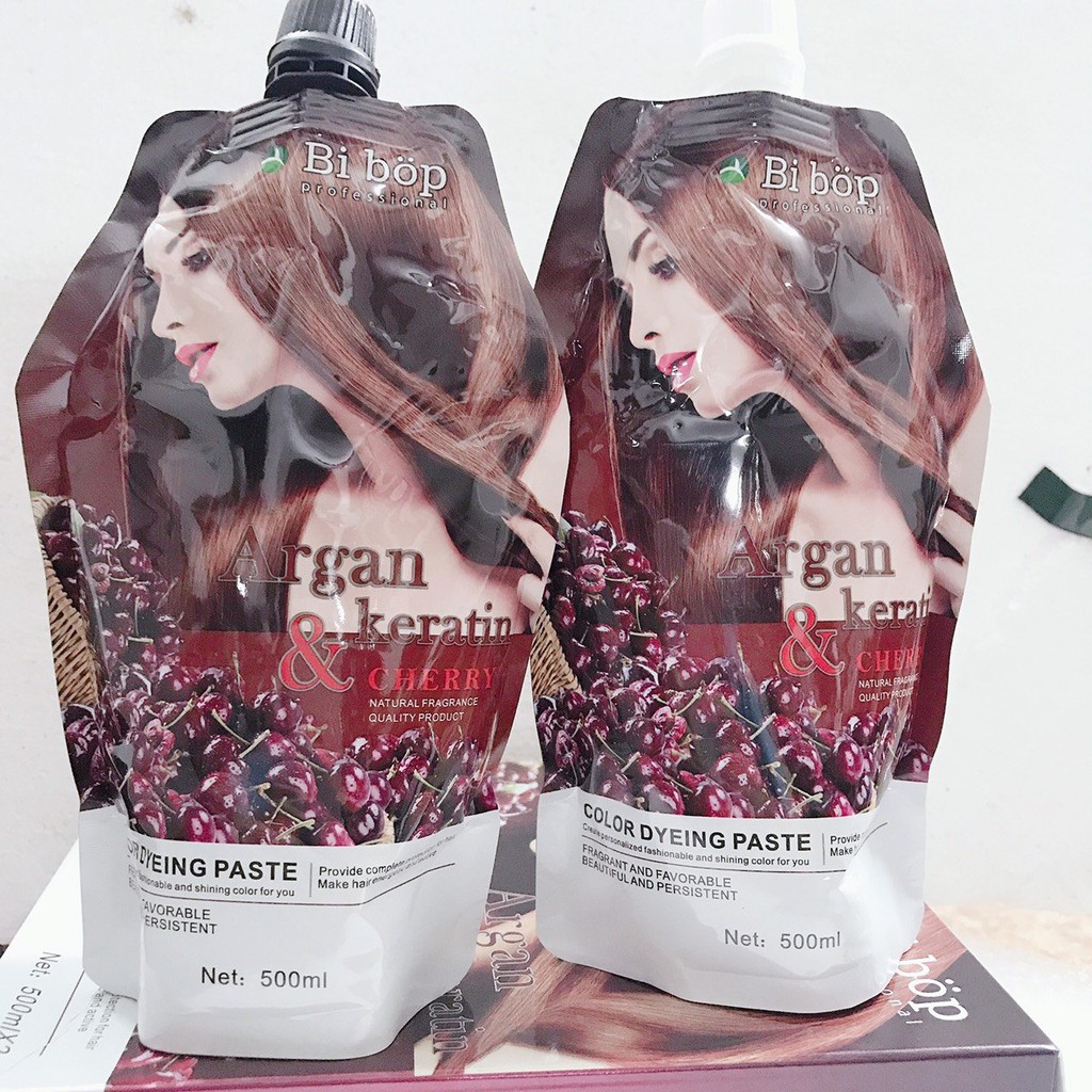 Thuốc nhuộm tóc phủ bạc màu nâu đẹp phủ bạc 100% không dính da đầu - nhuộm nâu bibop collagen