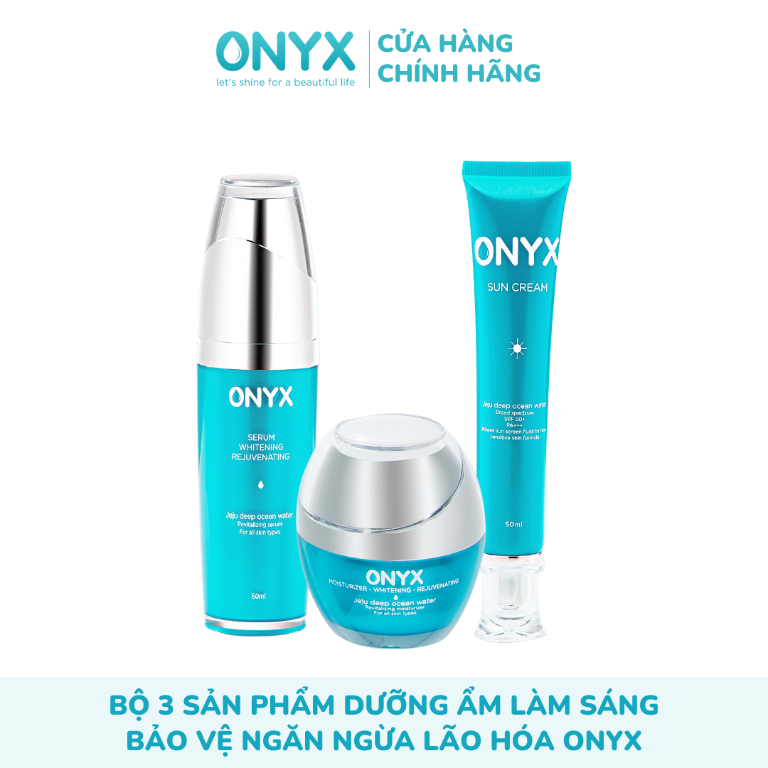 Bộ mỹ phẩm onyx 3 món dưỡng da serum, kem dưỡng, kem chống nắng dưỡng ẩm làm sáng bảo vệ ngăn ngừa nếp nhăn onyx cosmetics bảo thy