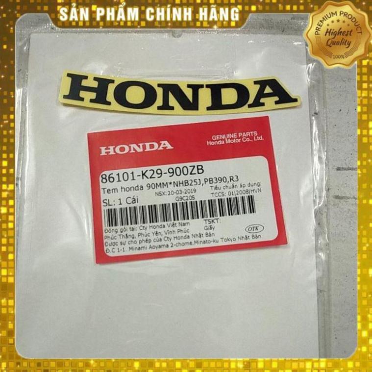 Tem honda chữ cong màu đen, nền trong suốt 90mm