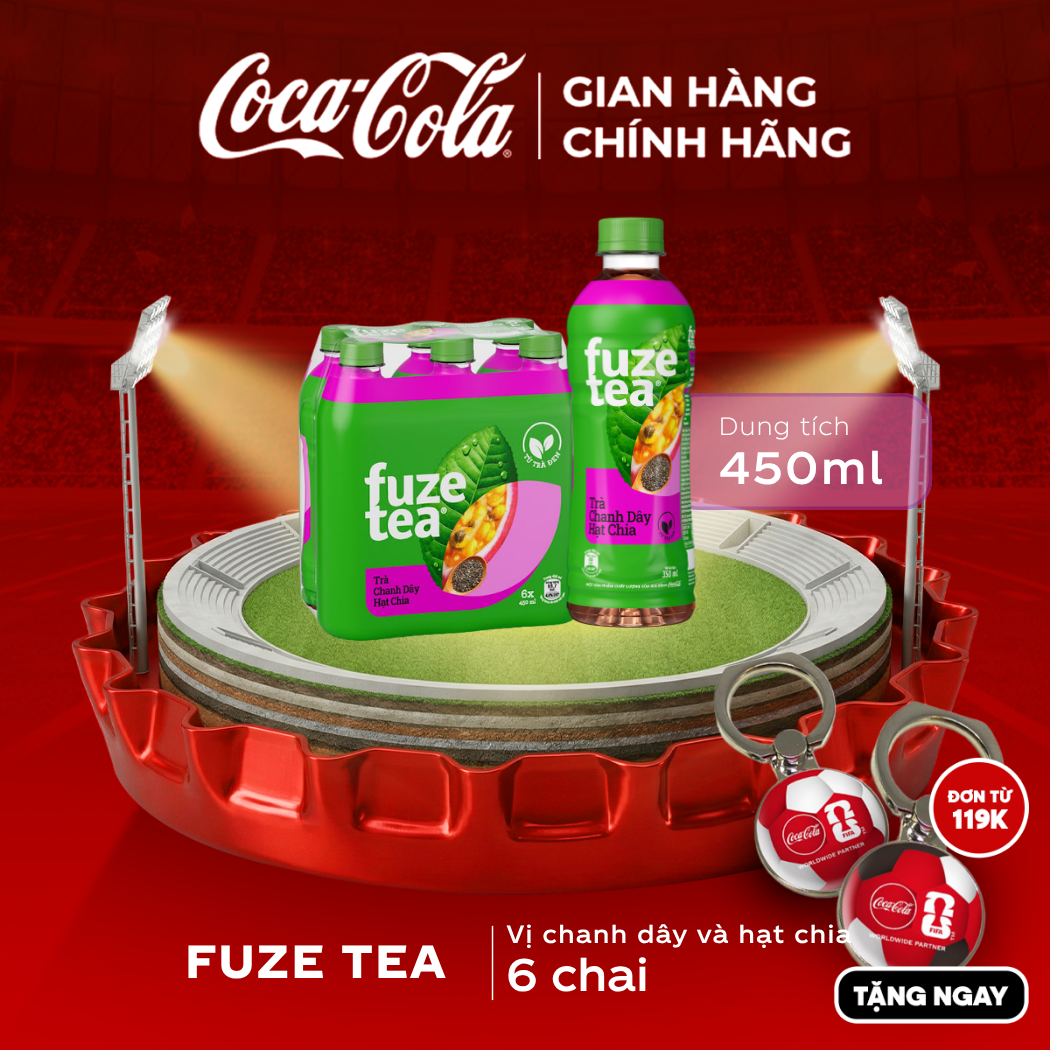 [SIÊU SALE ] Lốc 6 Chai Trà Chanh Dây Và Hạt Chia Fuze Tea 450ml/Chai Sale 25.05 Coca-Cola Chính Hãng_LD