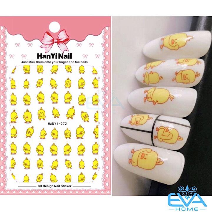 Miếng dán móng tay 3d nail sticker tráng trí hoạt hình hoạ tiết gà con hy272