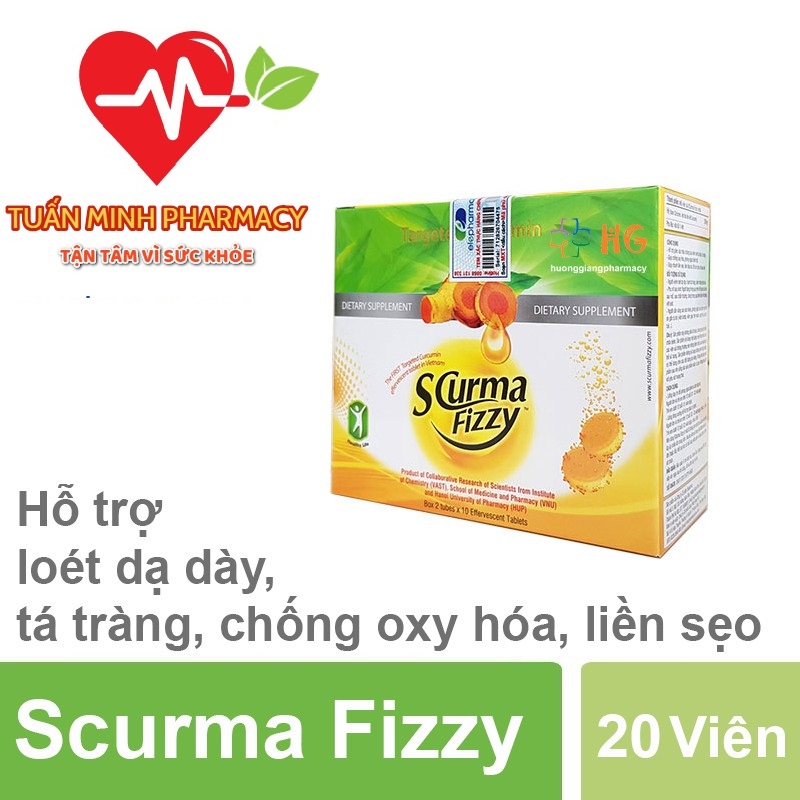 Combo 3 hộp Scurma Fizzy - Viên sủi Nano Curcumin giảm viêm loét dạ dày (Hộp 20 viên)