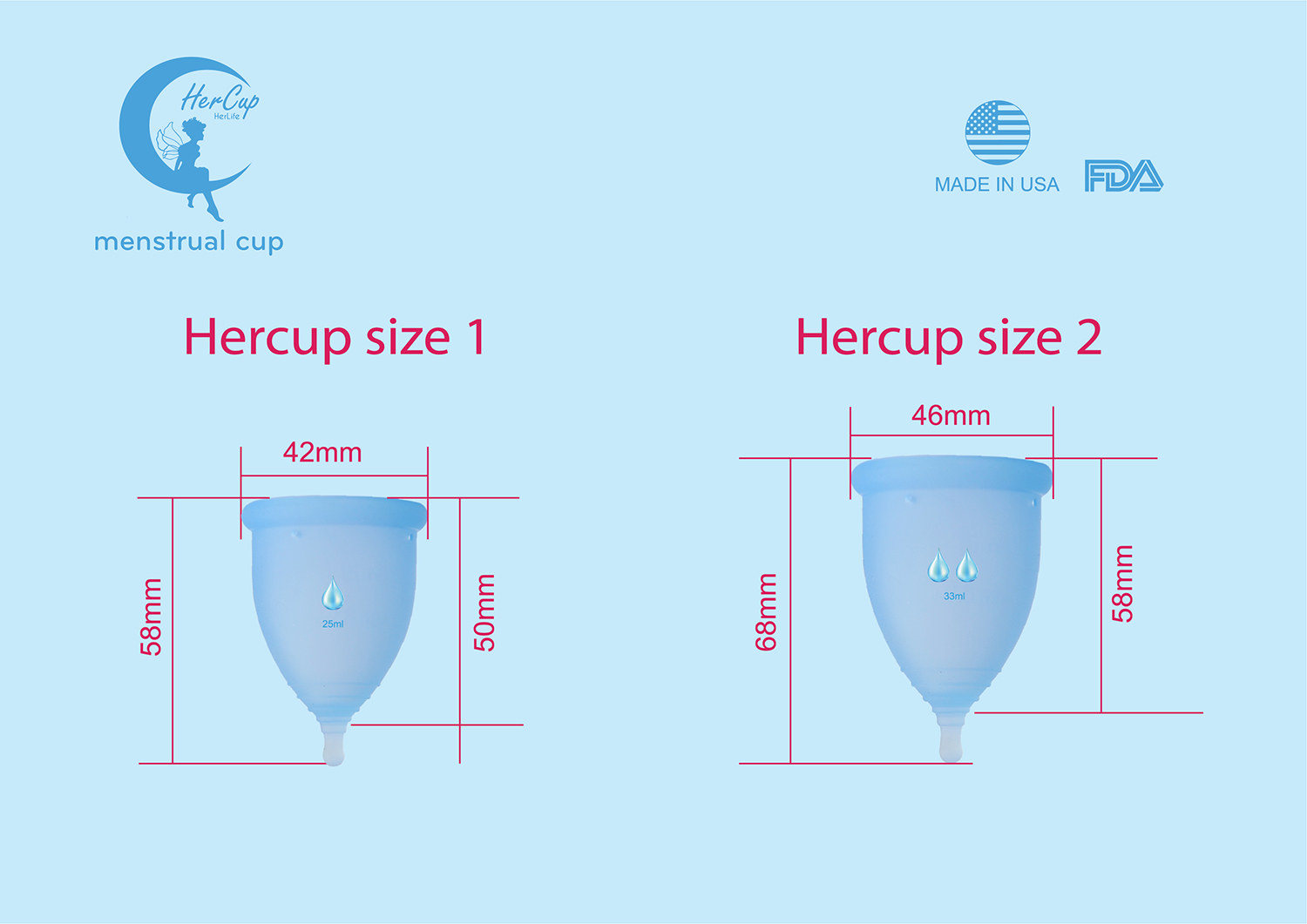 CỐC NGUYỆT SAN HERCUP (SIZE1) HÀNG CHÍNH HÃNG USA 5 NĂM FULL PHỤ KIỆN (1CốcNguyệtSan 1CốcTiệtTrùng 1DungDịchVệSinhHerClean100ml)