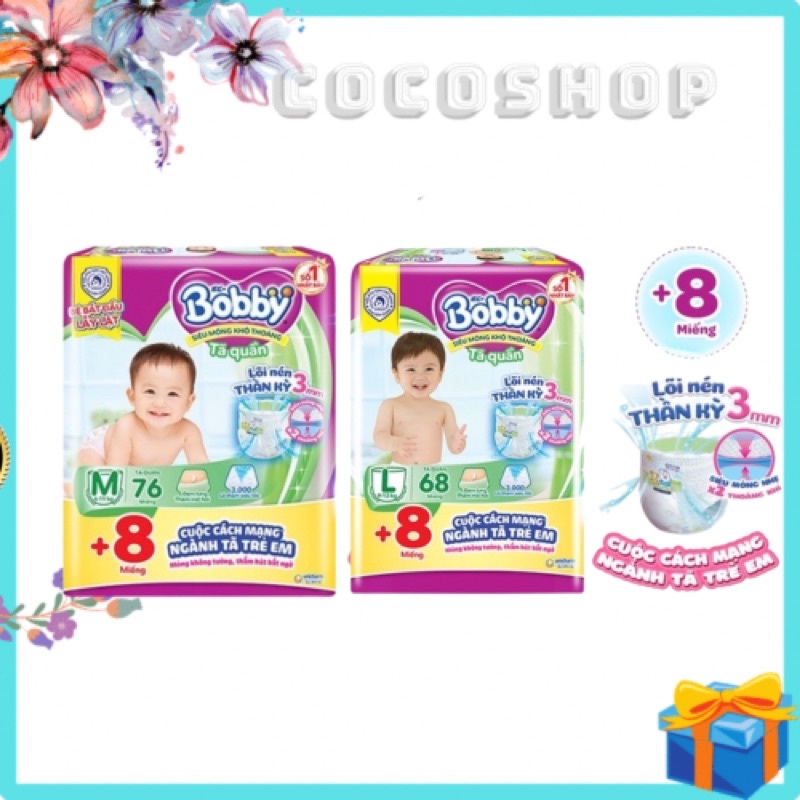 Mẫu mới nhất  Tã quần siêu mỏng, khô thoáng BOBBY đủ các size S46 M42 L38