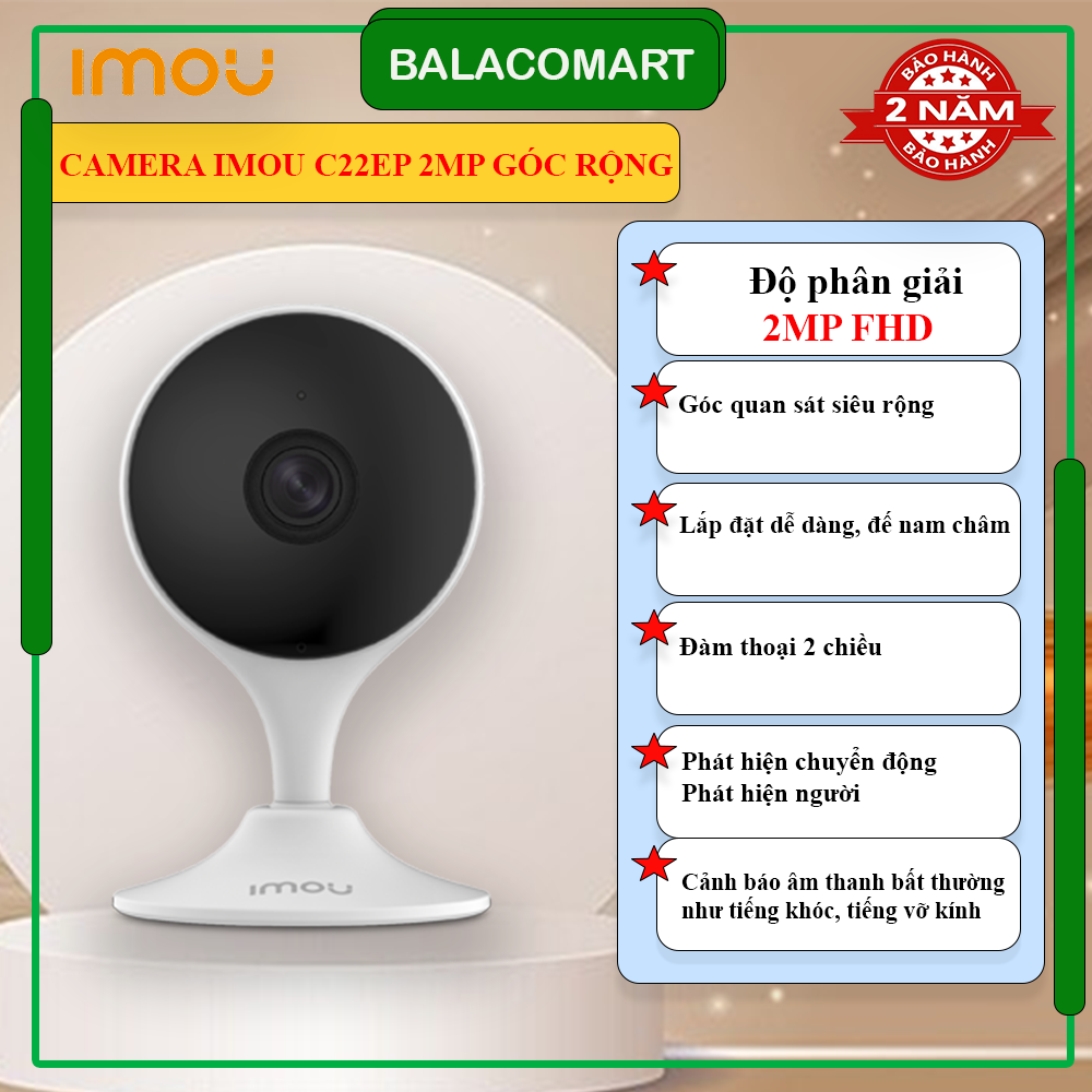 Camera Imou C22EP 2MP DSS góc rộng h265 đàm thoại 2 chiều Hàng chính hãng