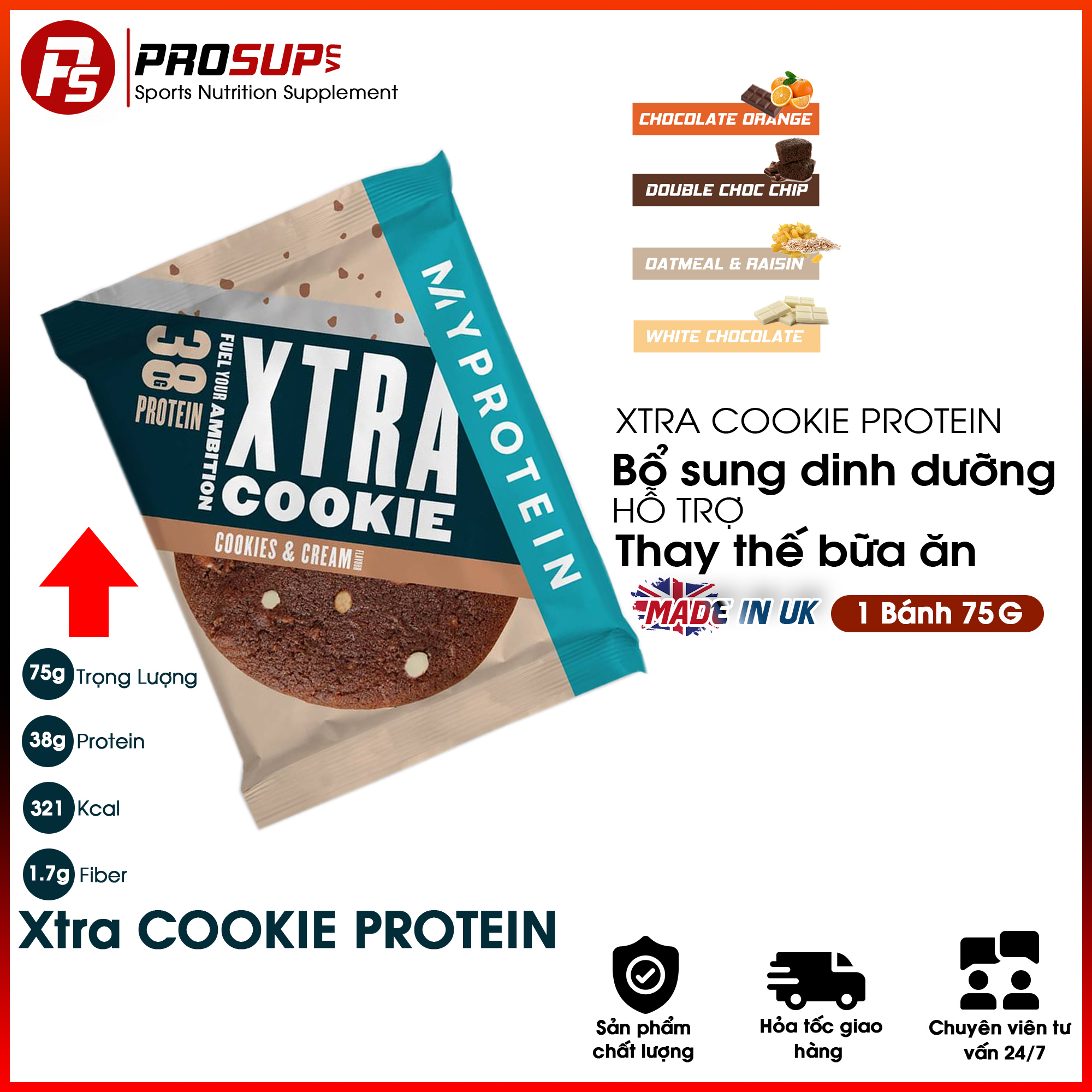 Xtra Cookie - My Protein Bánh Cookie 38g Protein Giàu dinh dưỡng bổ sung protein, hỗ trợ ăn kiêng