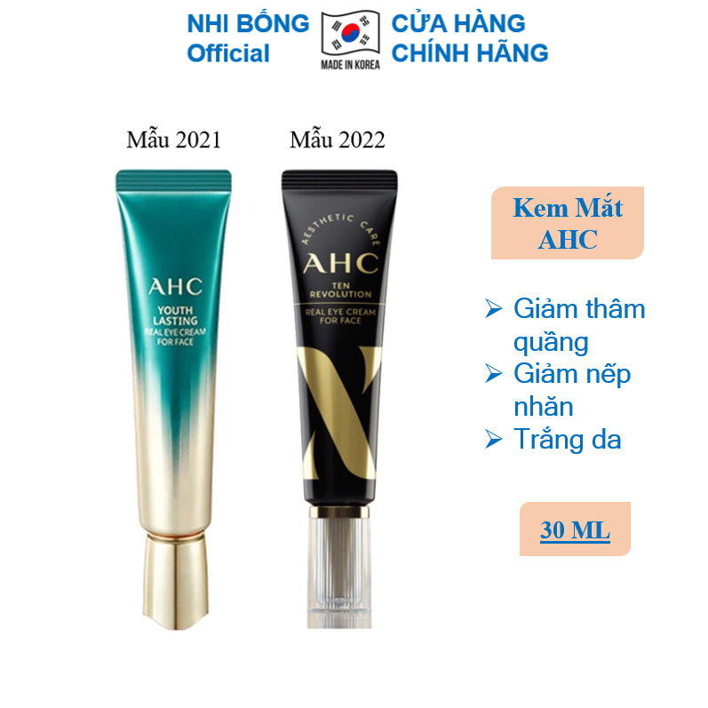 Kem Mắt AHC Ageless Real Eye Cream For Face Hàn Quốc giảm nếp nhăn thâm quầng & trắng da chống lão hóa 12ml/30ml