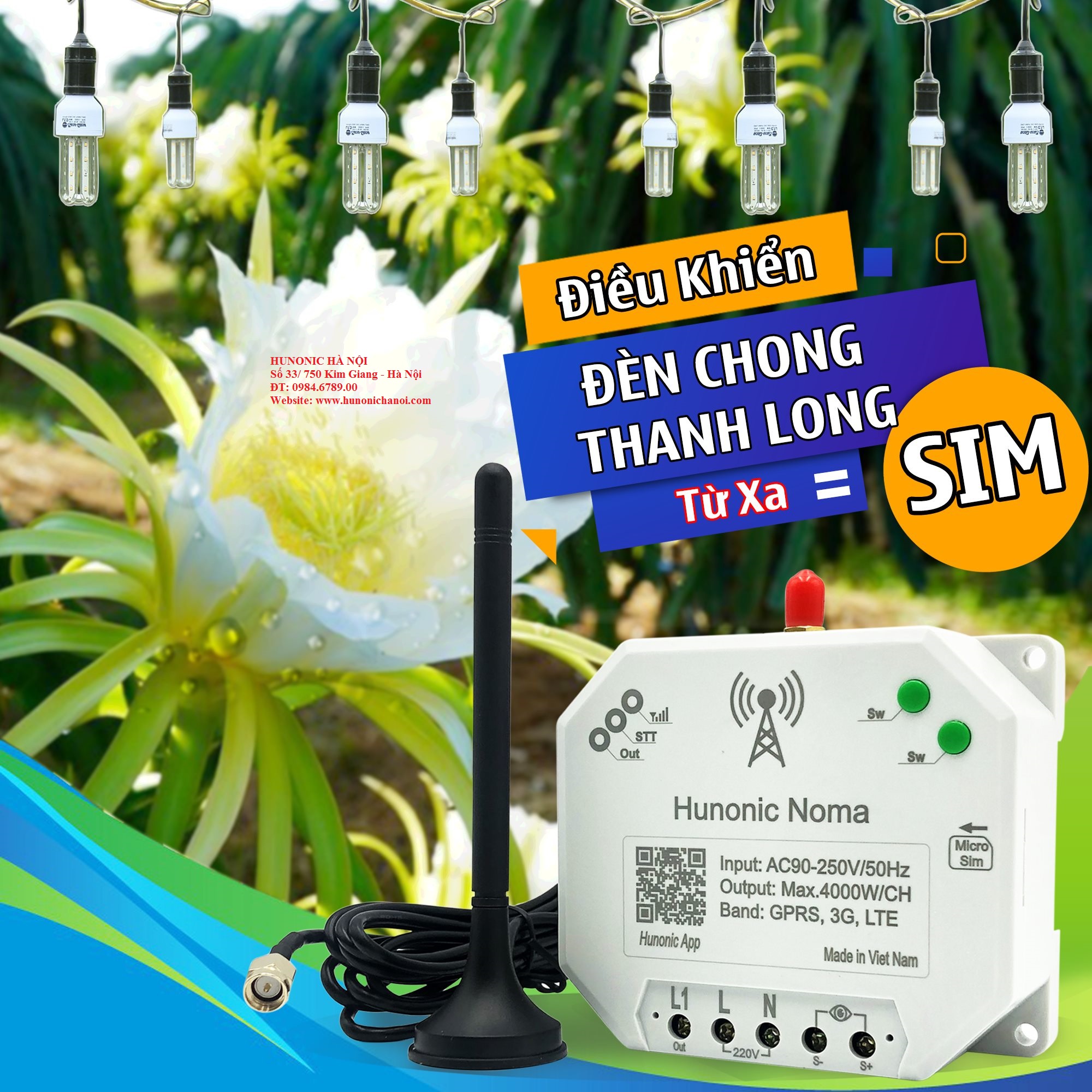 công tắc thông minh NOMA điều khiển thiết bị điện bằng sóng SIM điện thoại chính hãng việt nam, điều khiển mọi nơi.