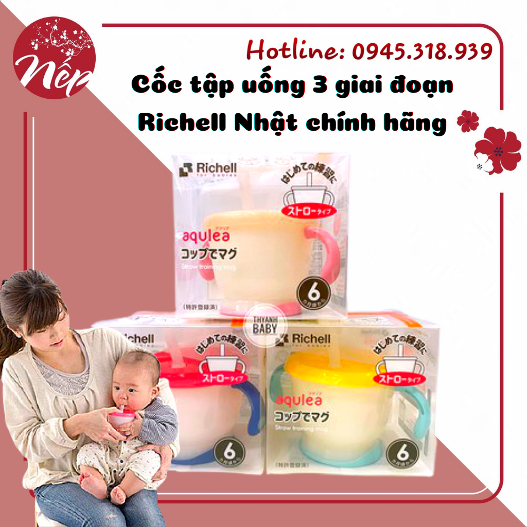 Cốc tập uống 3 giai đoạn richdell nhật cho bé