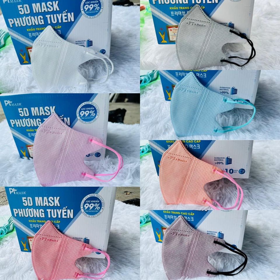Set 10 hộp 100 cái cái khẩu trang 5d mask pt phương tuyên quai thun khẩu trang 5d ôm sát