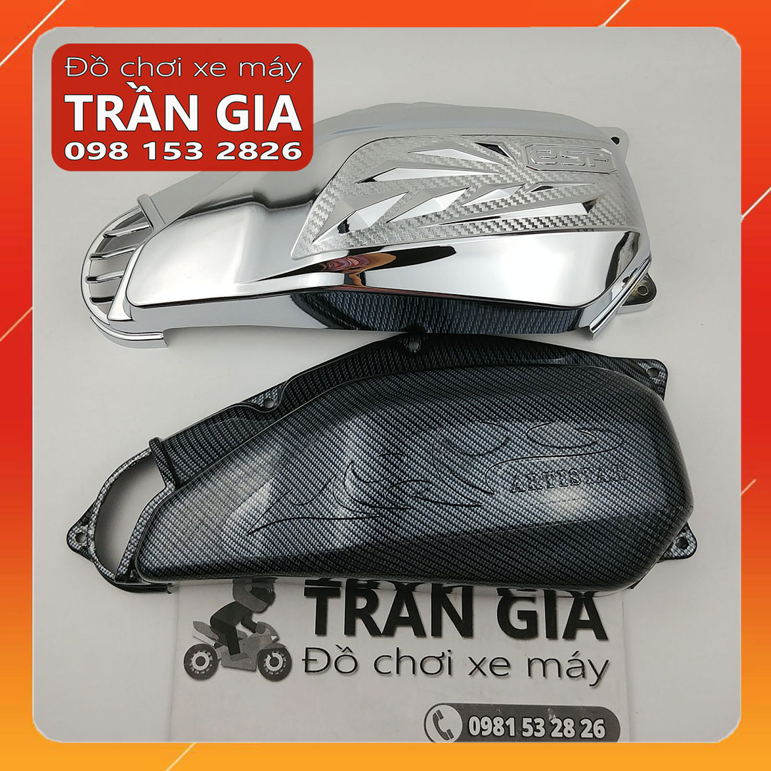 Ốp bầu gió xe vario/click thái 125 150 năm 2015-2016-2017 pô e chụp quạt gió xi inox carbon cacbon - phụ kiện