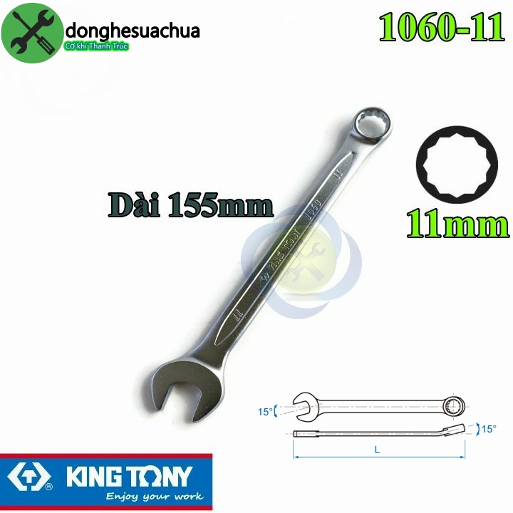 Cờ lê vòng miệng 11mm kingtony 1060-11 dài 155mm