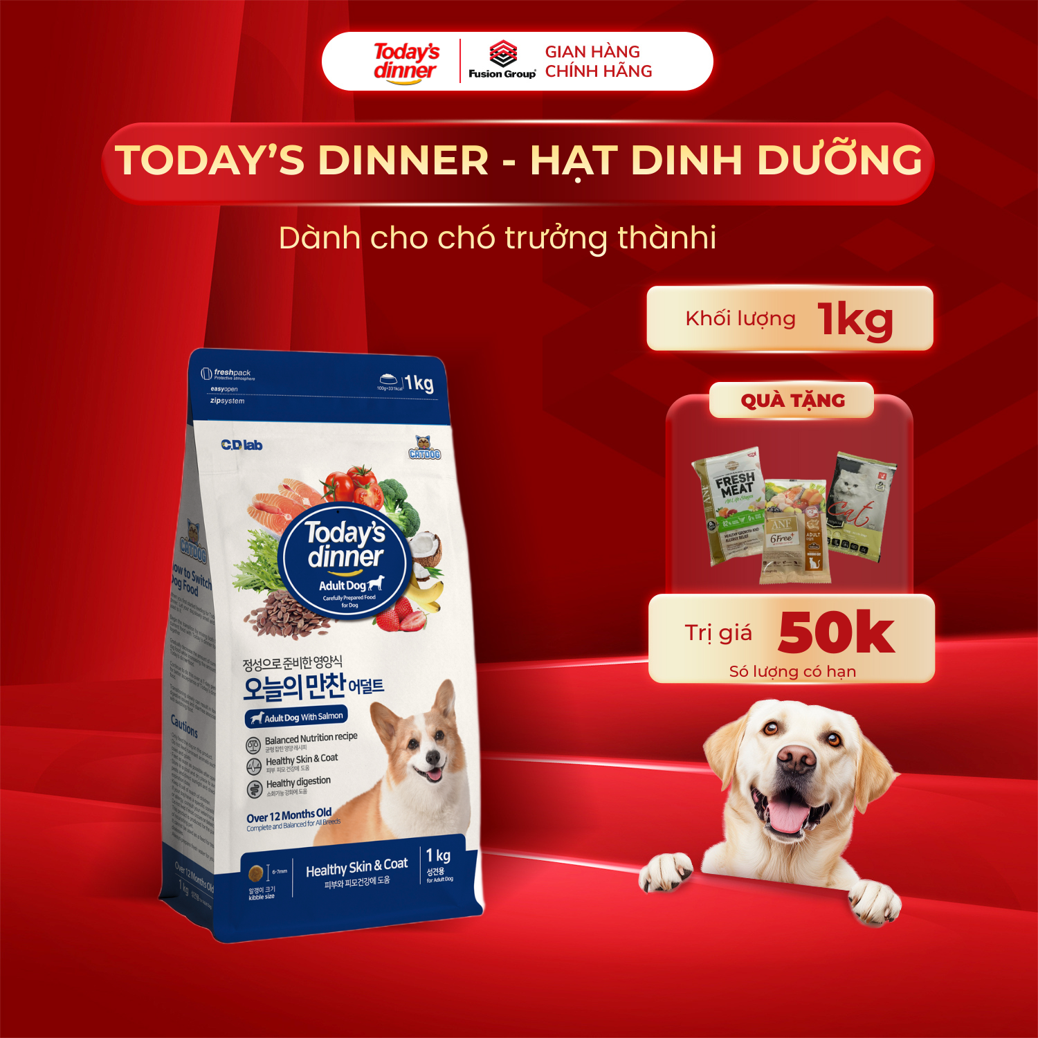 1Kg 5kg Thức ăn hạt Today dinner Adult Dog cho chó trưởng thành