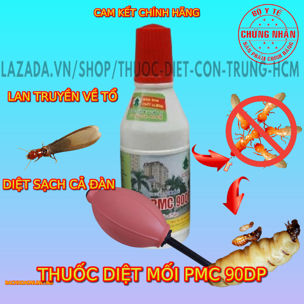 Thuốc diệt mối lan truyền tận gốc chính hãng dạng bột pmc 90dp - 80gr kèm 1 cây bóp bột