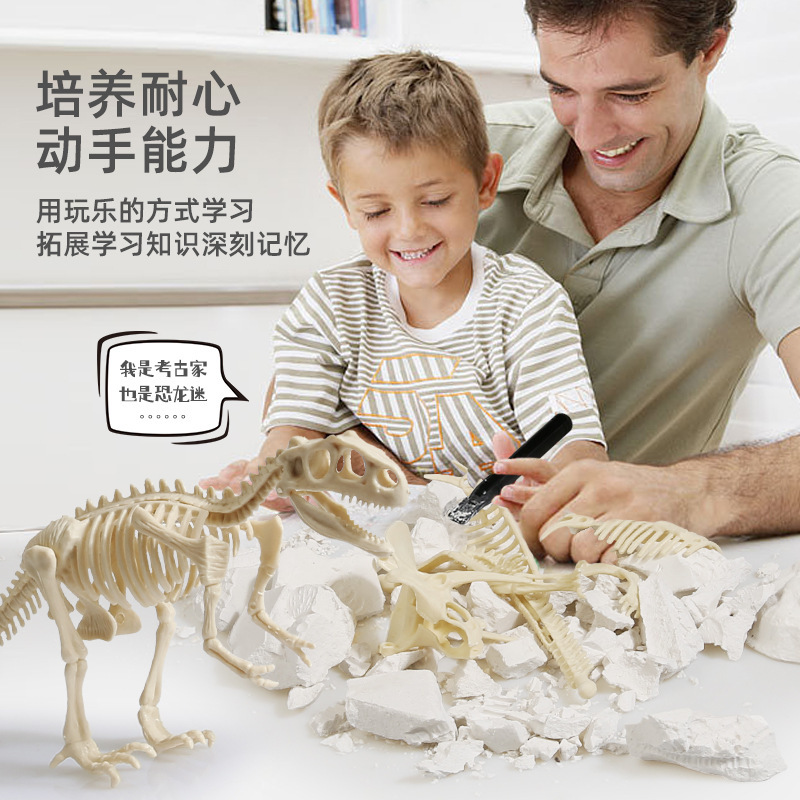Bộ hoá thạch khủng long đồ chơi, mô hình khảo cổ khủng long hóa thạch cho bé khám phá