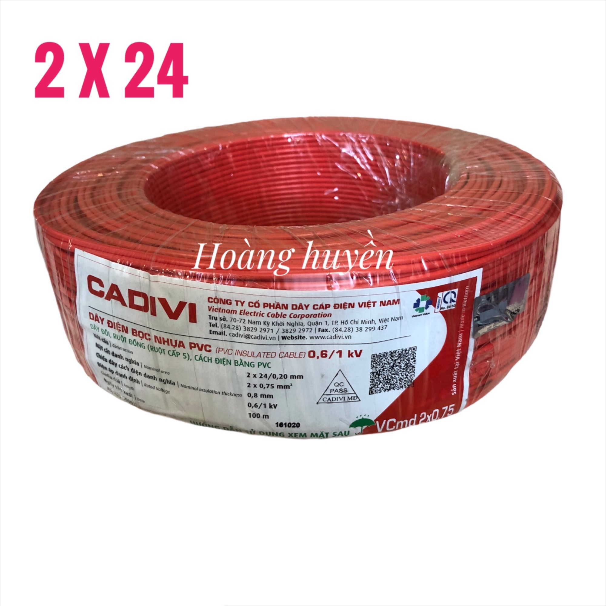 [HCM]Dây điện đôi 2x24 cadivi 100m