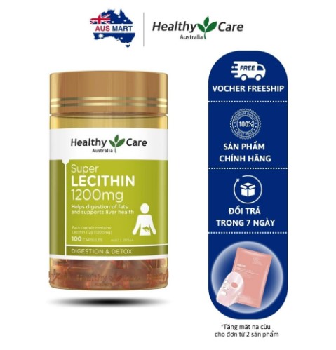 Viên mầm đậu nành Healthy Care Super Lecithin 1200mg Úc tăng kích thước vòng 1 cân bằng vóc dáng