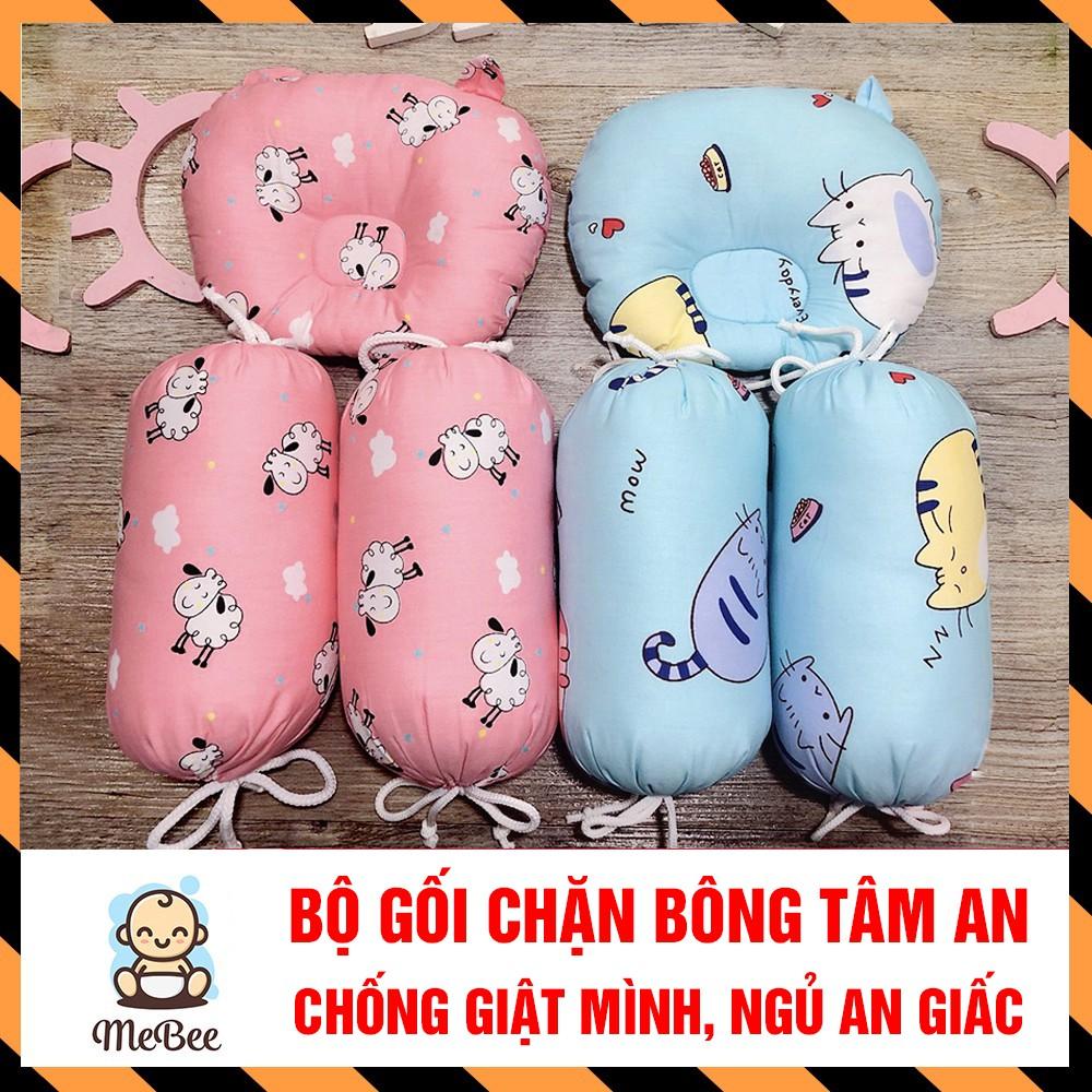 Bộ gối chặn bông/ chặn đỗ loại lụa tâm an cao câp ngăn bé chống lật